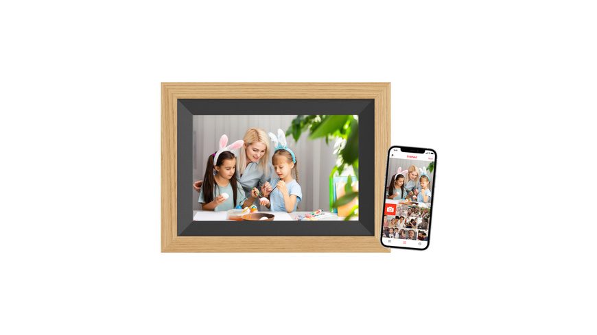 BRAUN digitaler Bilderrahmen, DigiFrame 10B WiFi Buche