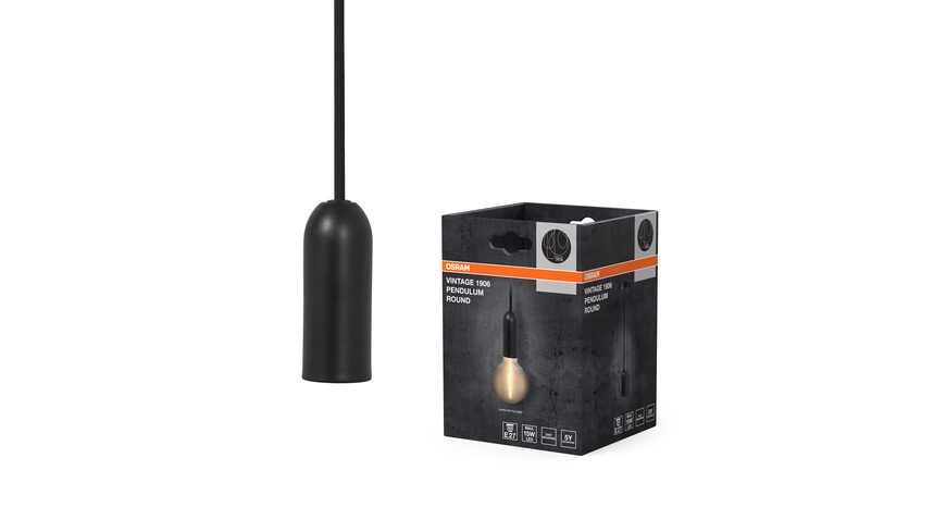 OSRAM Vintage 1906® Pendelleuchte ROUND, E27, schwarz, ohne Leuchtmittel