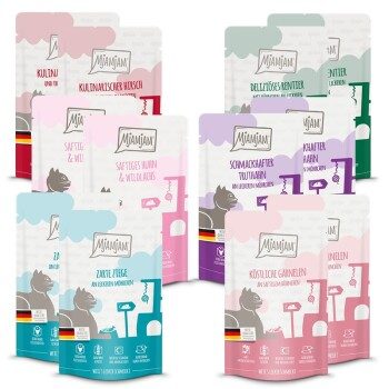 MjAMjAM Nassfutter Katze Adult, Quetschie 12x125 g Mixpaket 5