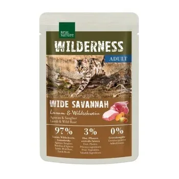REAL NATURE WILDERNESS Nassfutter Katze, Adult, True Country 12x85 g Wide Savannah, Lamm und Wildschwein 12x85 g