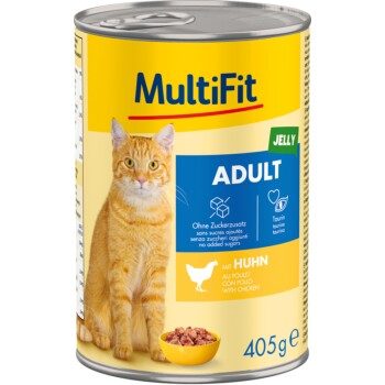 MultiFit Nassfutter Katze Adult, in Gelee, Huhn 24x405 g