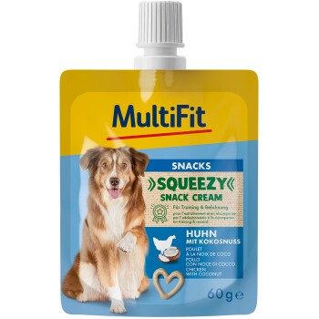 MultiFit Squeezy Snack Cream Huhn mit Kokosnuss 10x60 g