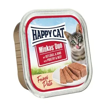 HAPPY CAT Minkas Duo Nassfutter Katze Adult, Geflügel & Rind, Paté 16x100 g