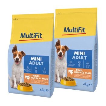 MultiFit Trockenfutter Hund Adult, Mini, mit Rind, Huhn & Mais 2x4 kg