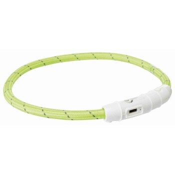Trixie Flash Leuchtring USB, Nylon grün L-XL