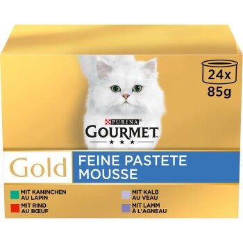 GOURMET Gold Feine Pastete Kaninchen, Rind, Kalb, Lamm 24x85g Stk.