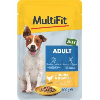 MultiFit Adult Little Dog Pouch Jelly Huhn & Gemüse 48x100 g