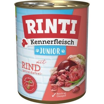 RINTI Kennerfleisch Nassfutter Hund, Junior, Dose Rind 12x800 g