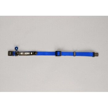 Josty Identitätshalsband für Katzen, Nylon, 12mm/33cm, blau, mit Namensschild