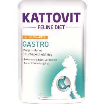 KATTOVIT Feline Diet Nassfutter Katze Gastro Adult Huhn und Reis 48x85 g