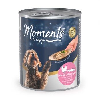 MOMENTS Nassfutter Hund, Adult, Huhn mit Lachs und Spinat 24x220 g