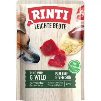 RINTI Leichte Beute Nassfutter Hund, Adult, Pouch, Rind und Wild 10x400 g