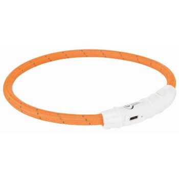 Trixie Flash Leuchtring USB, Nylon orange L-XL