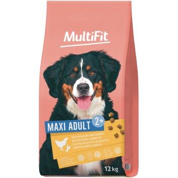 MultiFit Trockenfutter Hund Adult, Maxi, mit Geflügel & Karotte 12 kg