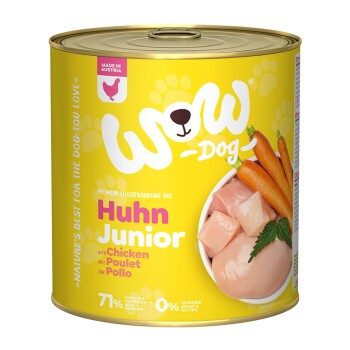 WOW Nassfutter Hund, Junior 6x800 g Huhn mit Karotte 6x800 g