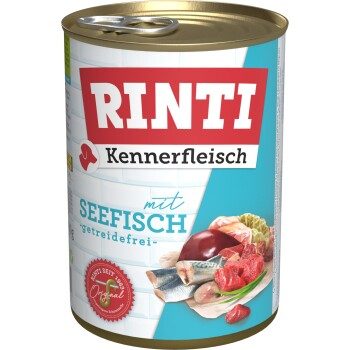 RINTI Kennerfleisch Nassfutter Hund, Adult, Dose, Seefisch 12x400 g