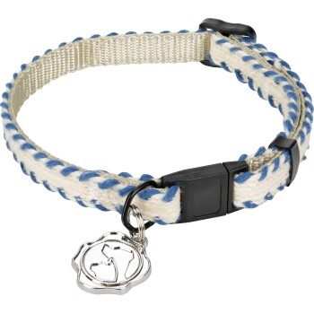 more LIFESTYLEPETS Katzenhalsband Royal Baumwolle blau/weiß