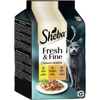Sheba Fresh Fine Nassfutter Katze Adult Multipack in Sauce Huhn, Truthahn und Ente 36x50 g