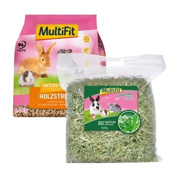 MultiFit Kräuterheu 500 g und Holzstreu 8 L