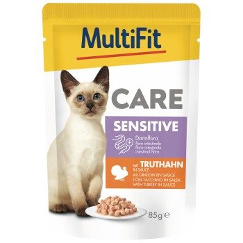 MultiFit Care Sensitive Nassfutter Katze mit Trutenfleisch 48x85 g