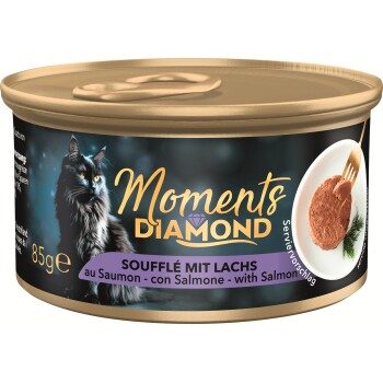 MOMENTS Diamond Nassfutter Katze, Adult, Soufflé Lachs 12x85 g