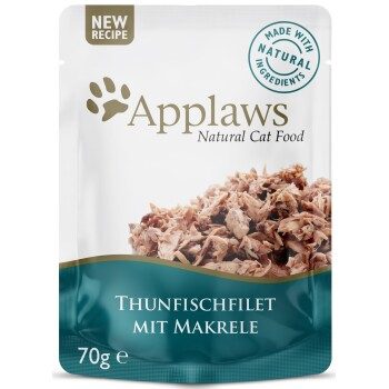 Applaws Nsssfutter Katze Adult in Gelee Thunfischfilet und Makrele 16x70 g