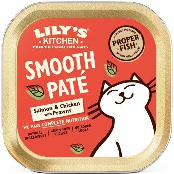 LILY'S KITCHEN Nassfutter Katze Adult Smooth Patè Lachs, Huhn und Garnelen 76x85 g