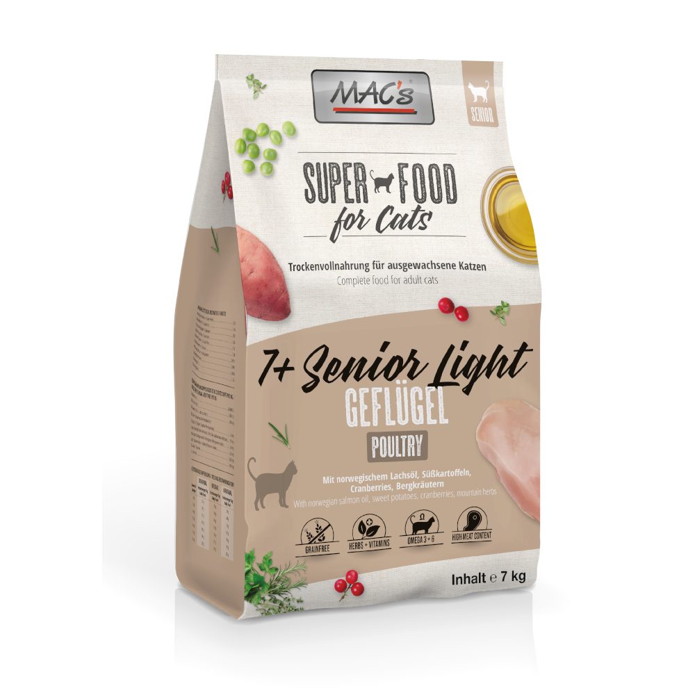 MAC's Cat +7 Senior Trockenfutter Light Geflügel 7 kg