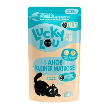 Lucky Lou Nassfutter Katze Kitten Geflügel und Forelle 16x125 g