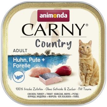 animonda Carny Country Nassfutter Katze, Adult, Huhn, Pute und Forelle 32x100 g