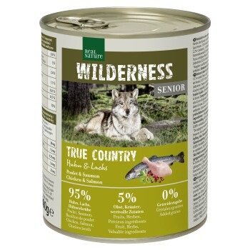 REAL NATURE WILDERNESS Nassfutter für Hunde Senior True Country, Huhn und Lachs 24x800 g