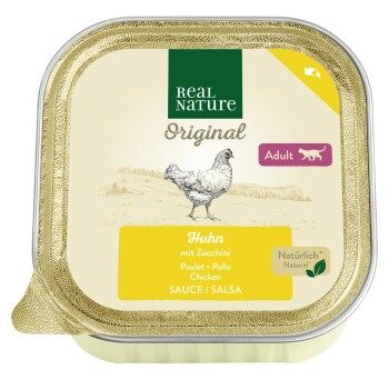 REAL NATURE Original Nassfutter für Katzen, Adult, Huhn und Zucchini 16x100 g