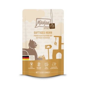 MjAMjAM Nassfutter Katze Adult, Quetschie Purer Fleischgenuss, Huhn 12x125 g