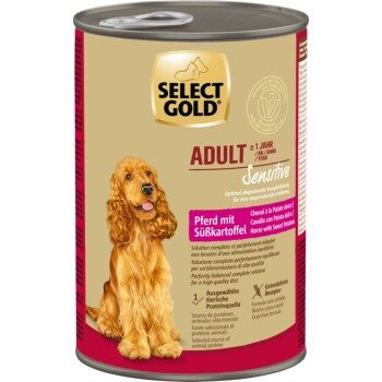 SELECT GOLD Nassfutter Hund Sensitive Adult Pferd mit Süßkartoffel 6x400 g