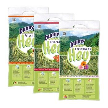 Bunny Frischgras-Heu Set 3x500g Apfel, Hagebutte und Blüten 3x500 g