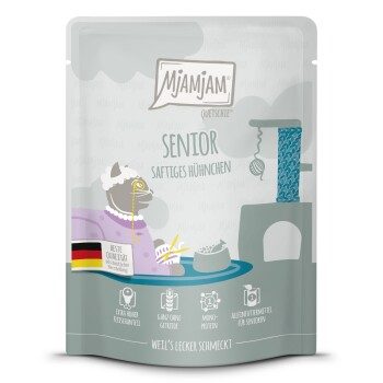 MjAMjAM Nassfutter Katze Senior, Quetschie, Huhn 6x300 g