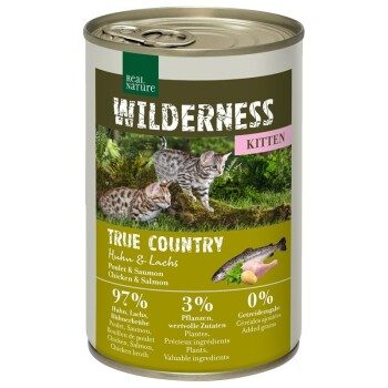REAL NATURE WILDERNESS Nassfutter Katze, Kitten True Country, Huhn und Lachs 6x400 g
