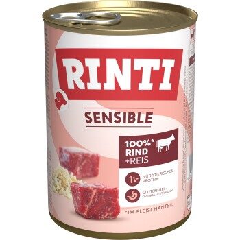 RINTI Sensible Nassfutter Hund, Adult, Dose 12x400 g Rind und Reis 12x400 g