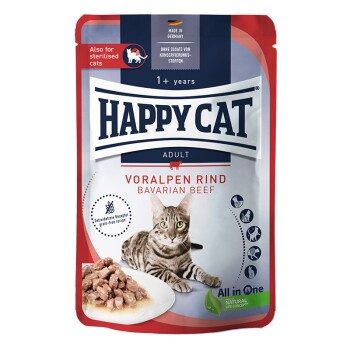 HAPPY CAT Culinary Nassfutter Katze Adult, Voralpen Rind, Meat in Sauce 20x85 g