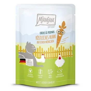 MjAMjAM Nassfutter Katze Adult, Quetschie Chicks & Friends, Huhn und Möhrchen 6x300 g