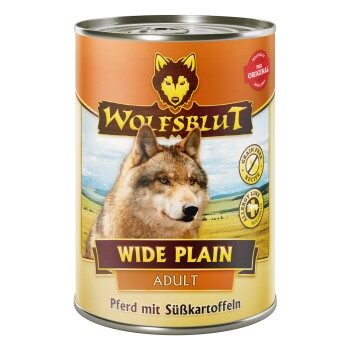 WOLFSBLUT Adult Wide Plain - Pferd mit Süßkartoffeln - 6x395 g