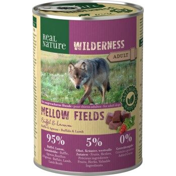 REAL NATURE WILDERNESS Nassfutter Hund Adult Mellow Fields, Büffel und Lamm 24x400 g