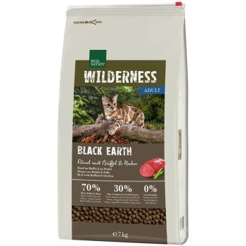 REAL NATURE WILDERNESS Trockenfutter Katze, Adult, Black Earth, Rind, Büffel & Huhn 7 kg
