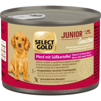 SELECT GOLD Nassfutter Hund Sensitive Junior Pferd mit Süßkartoffel 6x200 g