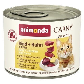 animonda Carny Nassfutter Katze Senior Rind und Huhn mit Käse 24x200 g