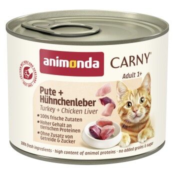 animonda Carny Nassfutter Katze Adult Pute und Hühnchenleber 6x200 g