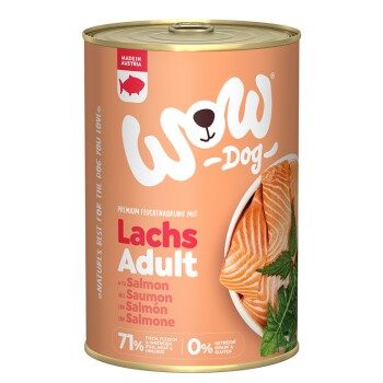 WOW Nassfutter Hund, Adult 6x400 g Lachs mit Löwenzahn 6x400 g