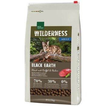 REAL NATURE WILDERNESS Trockenfutter Katze, Adult, Black Earth, Rind, Büffel & Huhn 2.5 kg