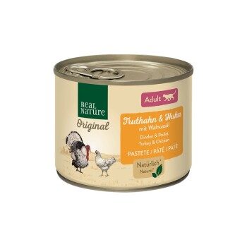 REAL NATURE Original Nassfutter Katze, Adult Truthahn und Huhn mit Walnussöl 24x200 g