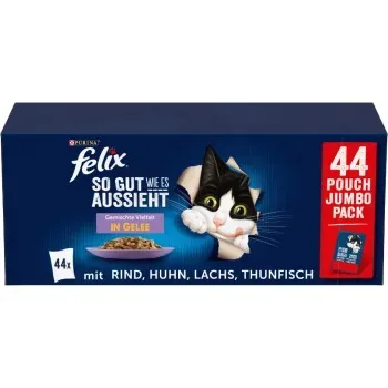 Felix Nassfutter Katze in Gelee 44x85 g Gemischte Vielfalt